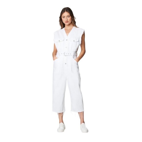 Blank NYC Pants - Blank NYC Womens Size S White 'Head in the Clouds' Sleeveless Belted Romper
